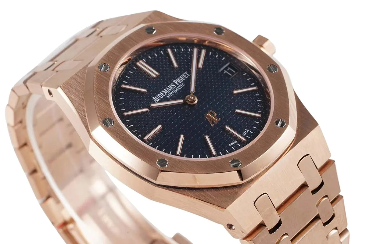 Royal Oak 15202 39mm blaues Zifferblatt in Roségold – Bild 7