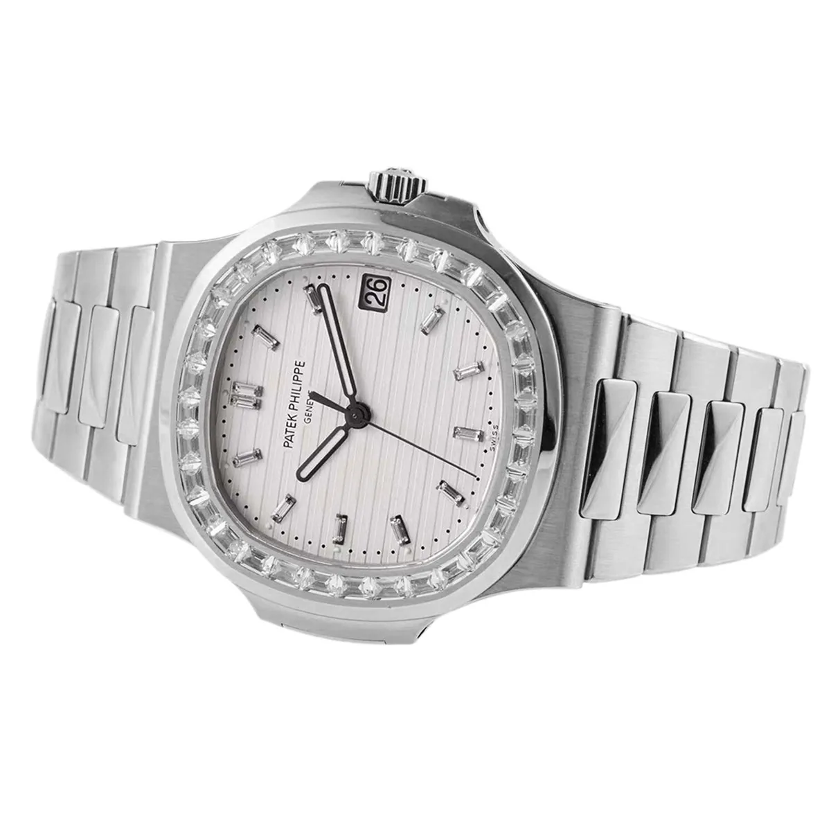 Nautilus Jumbo 5711/1A-011 White Dial with Diamond Bezel - Image 3