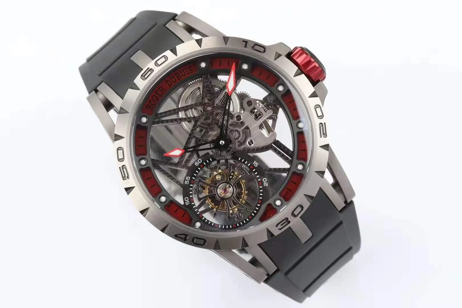 Excalibur Spider Skeleton Flying Tourbillon with Black Rubber Strap - Image 5