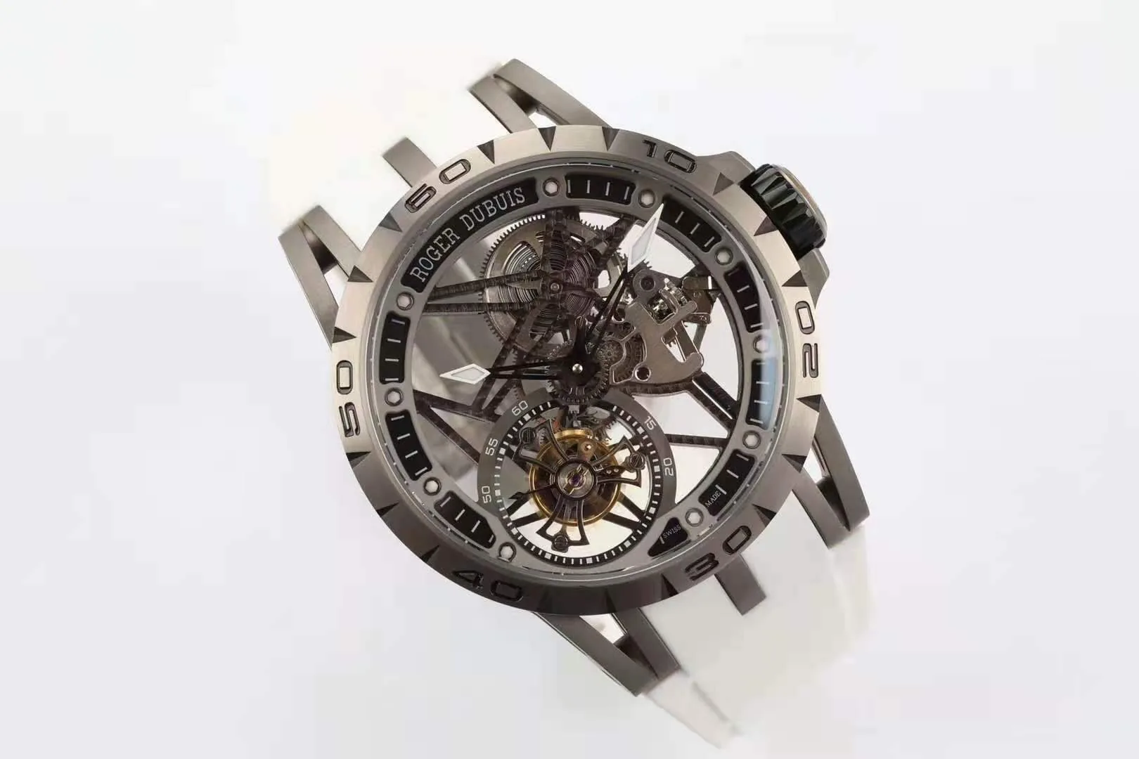 Excalibur Spider Skeleton Flying Tourbillon with White Rubber Strap - Image 5