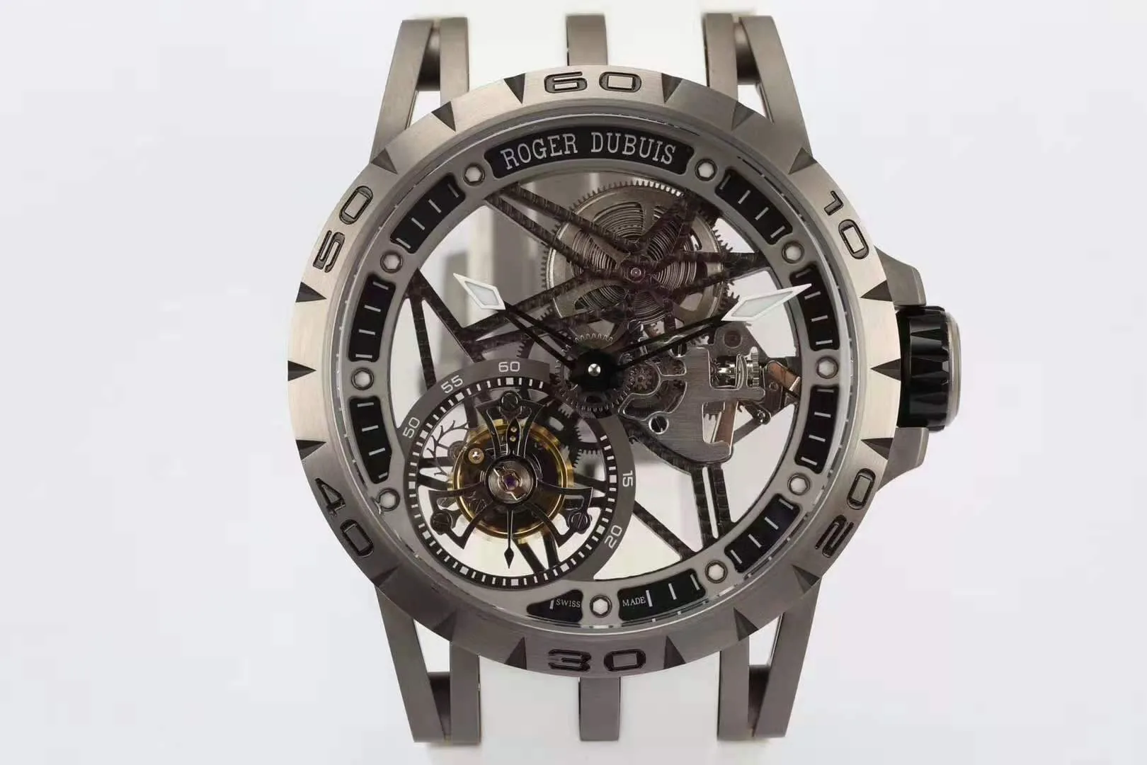 Excalibur Spider Skeleton Flying Tourbillon with White Rubber Strap - Image 4