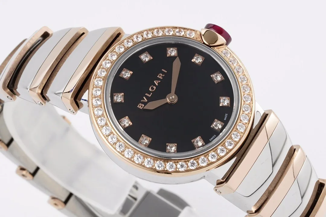 Lvcea quadrante nero in oro rosa/acciaio con lunetta con diamanti - immagine 2
