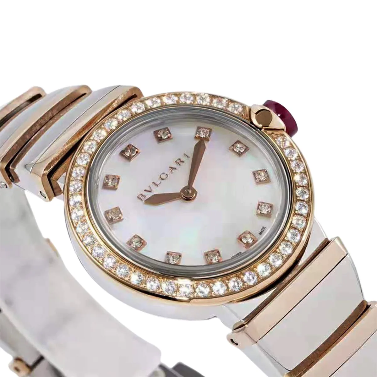 Lvcea MOP Dial in Rose Gold/Steel with Diamond Bezel - Image 2