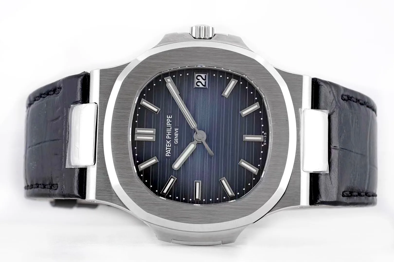 Nautilus Jumbo 5711 Blue Dial in Steel with Black Leather Strap - Image 3