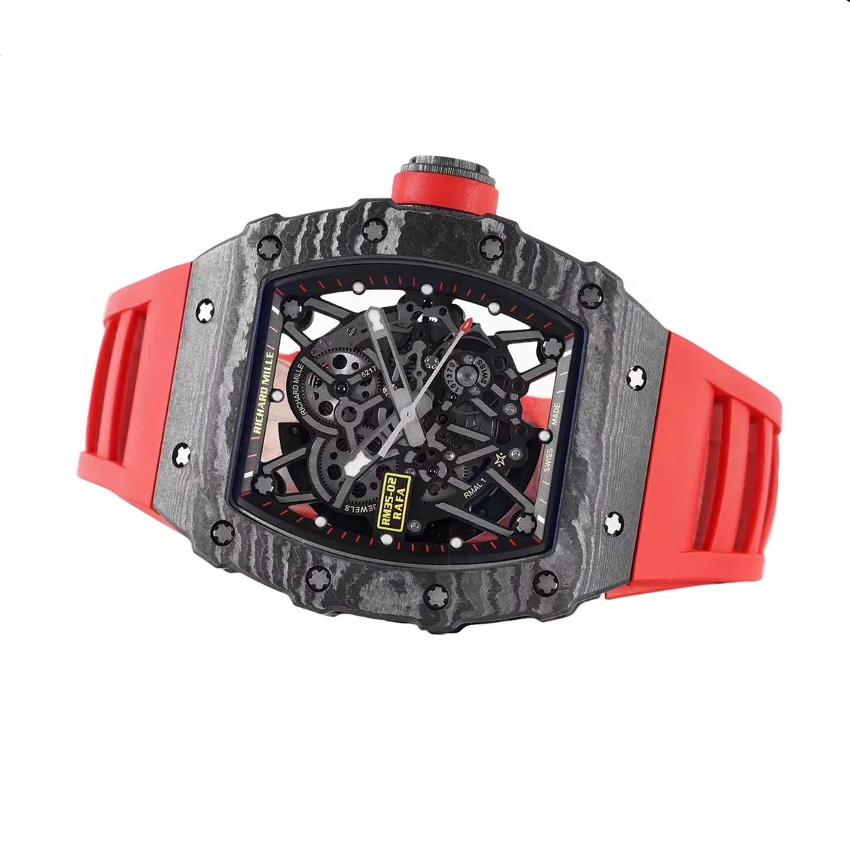 RM 035-02 Rafael Nadal NTPT Carbon on Red Rubber Strap - Image 4