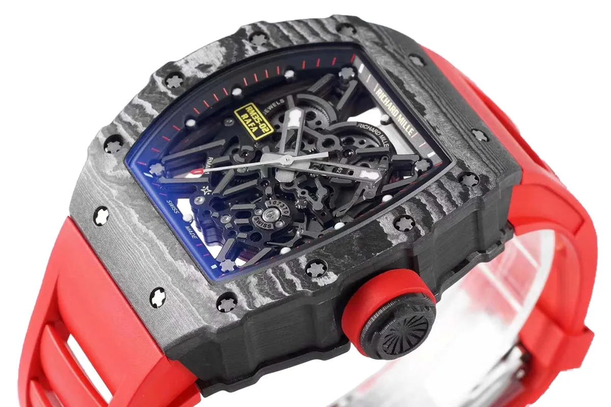 RM 035-02 Rafael Nadal NTPT Carbon on Red Rubber Strap - Image 6