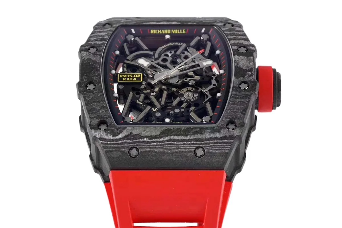 RM 035-02 Rafael Nadal NTPT Carbon on Red Rubber Strap - Image 9