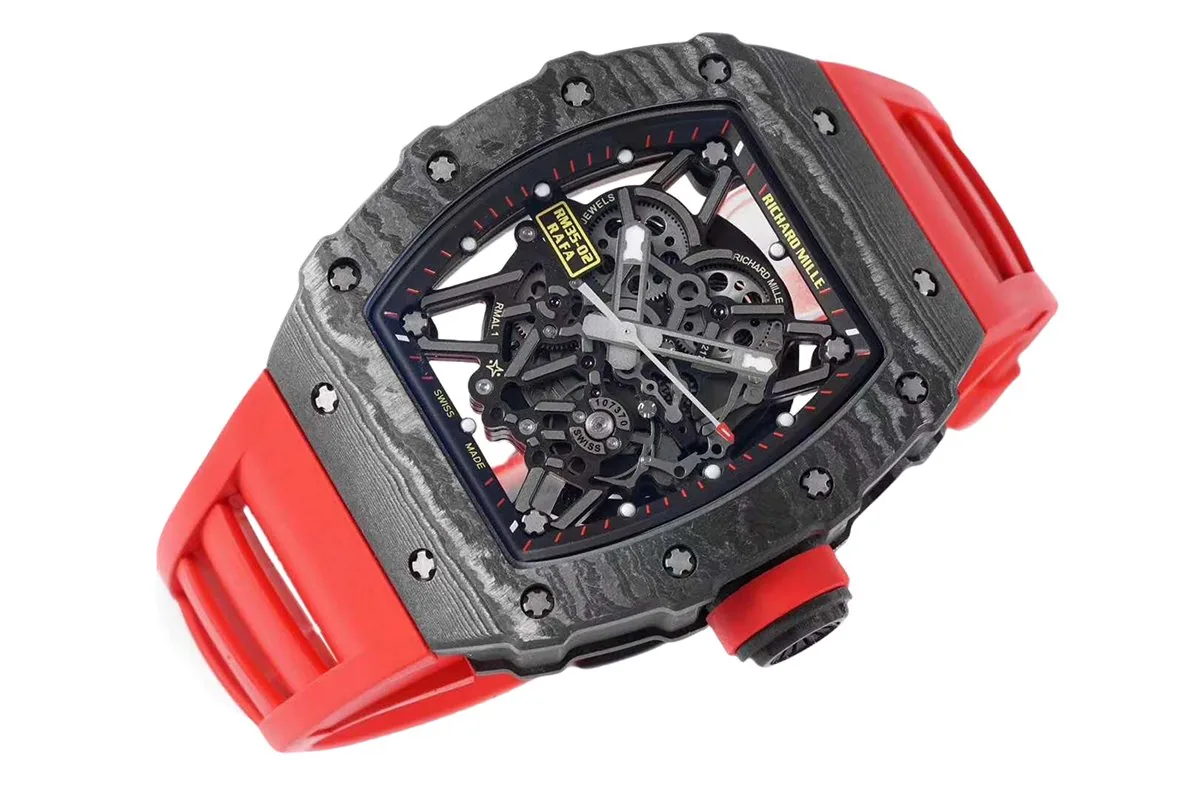 RM 035-02 Rafael Nadal NTPT Carbon on Red Rubber Strap - Image 2