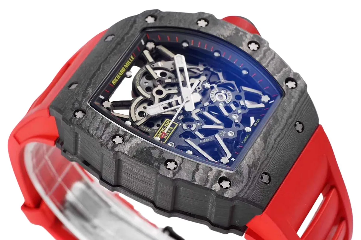 RM 035-02 Rafael Nadal NTPT Carbon on Red Rubber Strap - Image 5