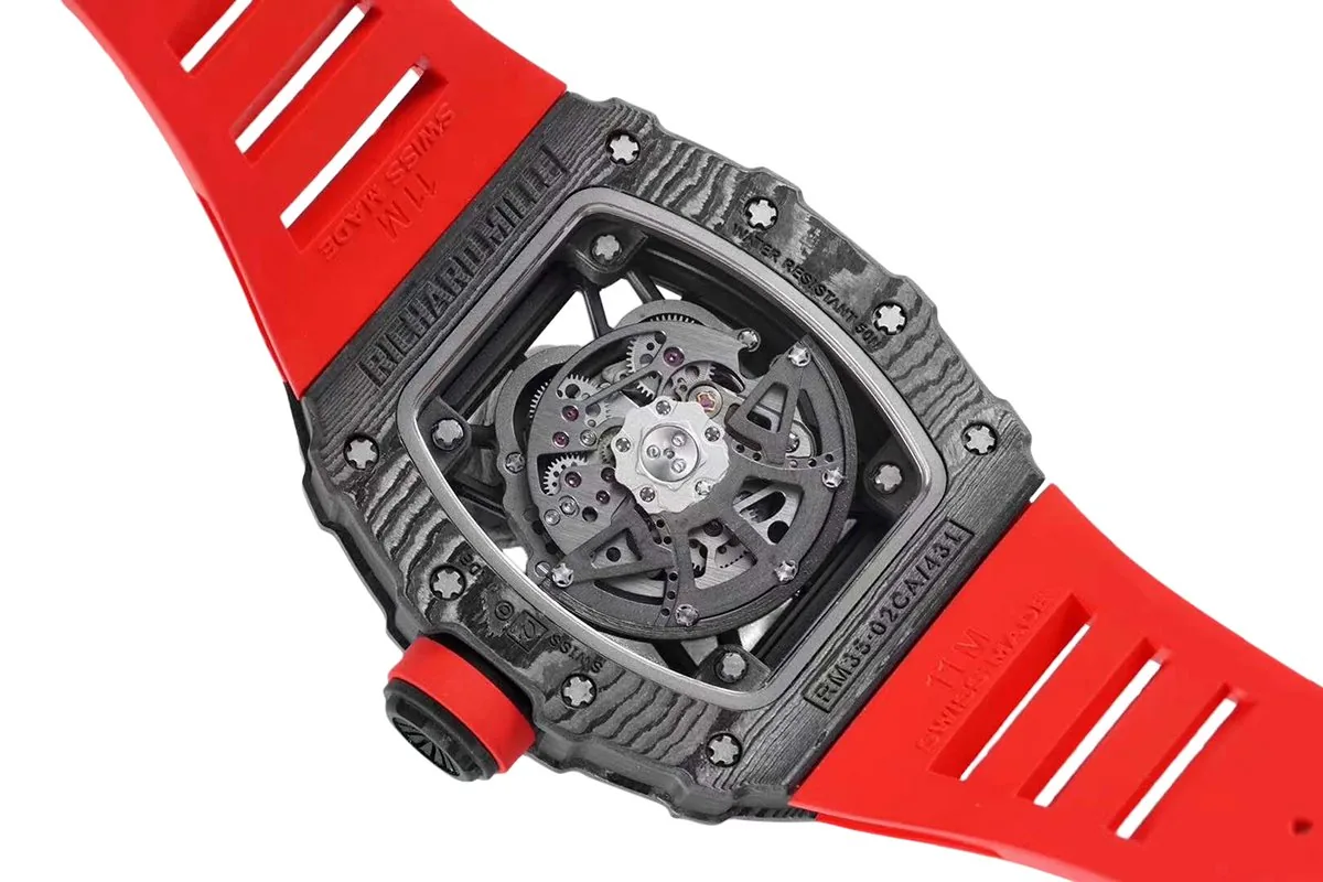 RM 035-02 Rafael Nadal NTPT Carbon on Red Rubber Strap - Image 7