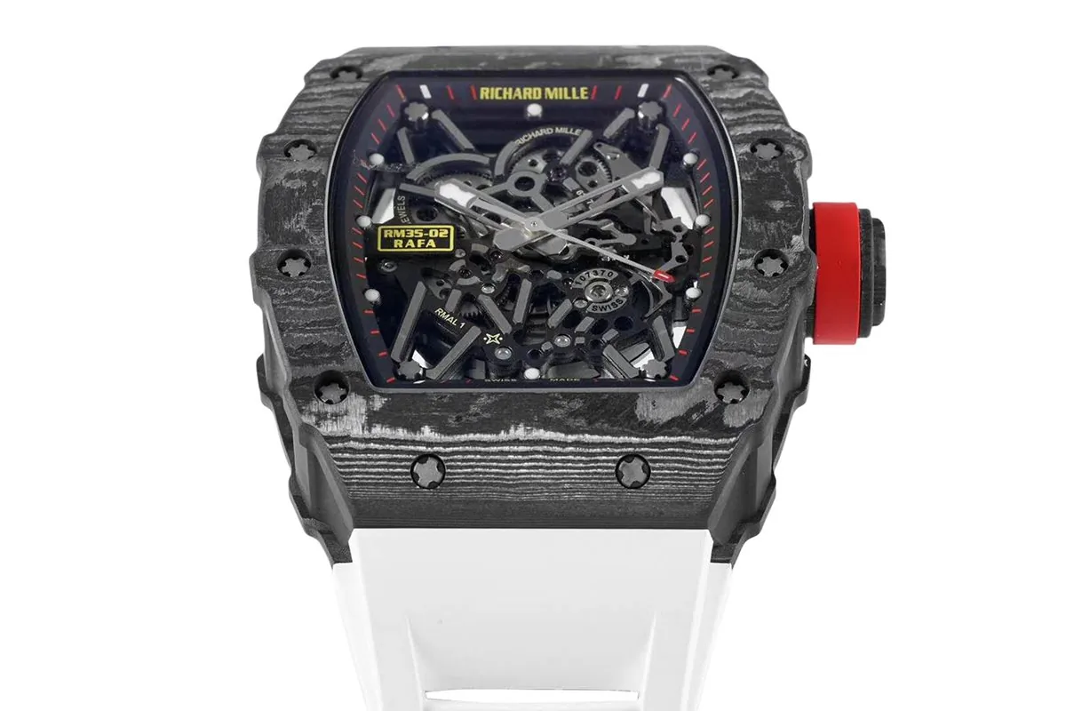 RM 035-02 Rafael Nadal NTPT Carbon on White Rubber Strap - Image 3