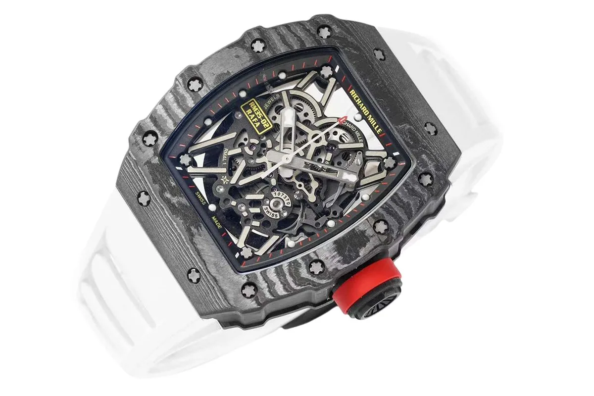RM 035-02 Rafael Nadal NTPT Carbon on White Rubber Strap - Image 2