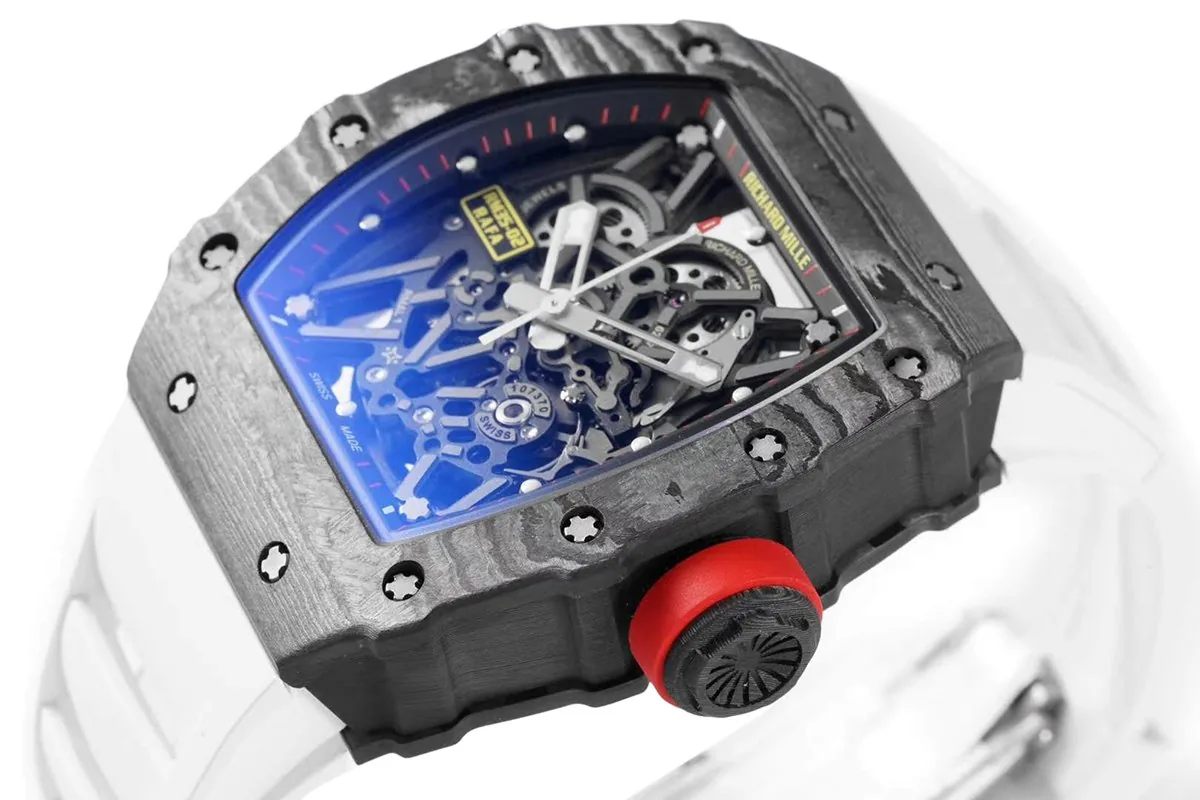 RM 035-02 Rafael Nadal NTPT Carbon on White Rubber Strap - Image 7