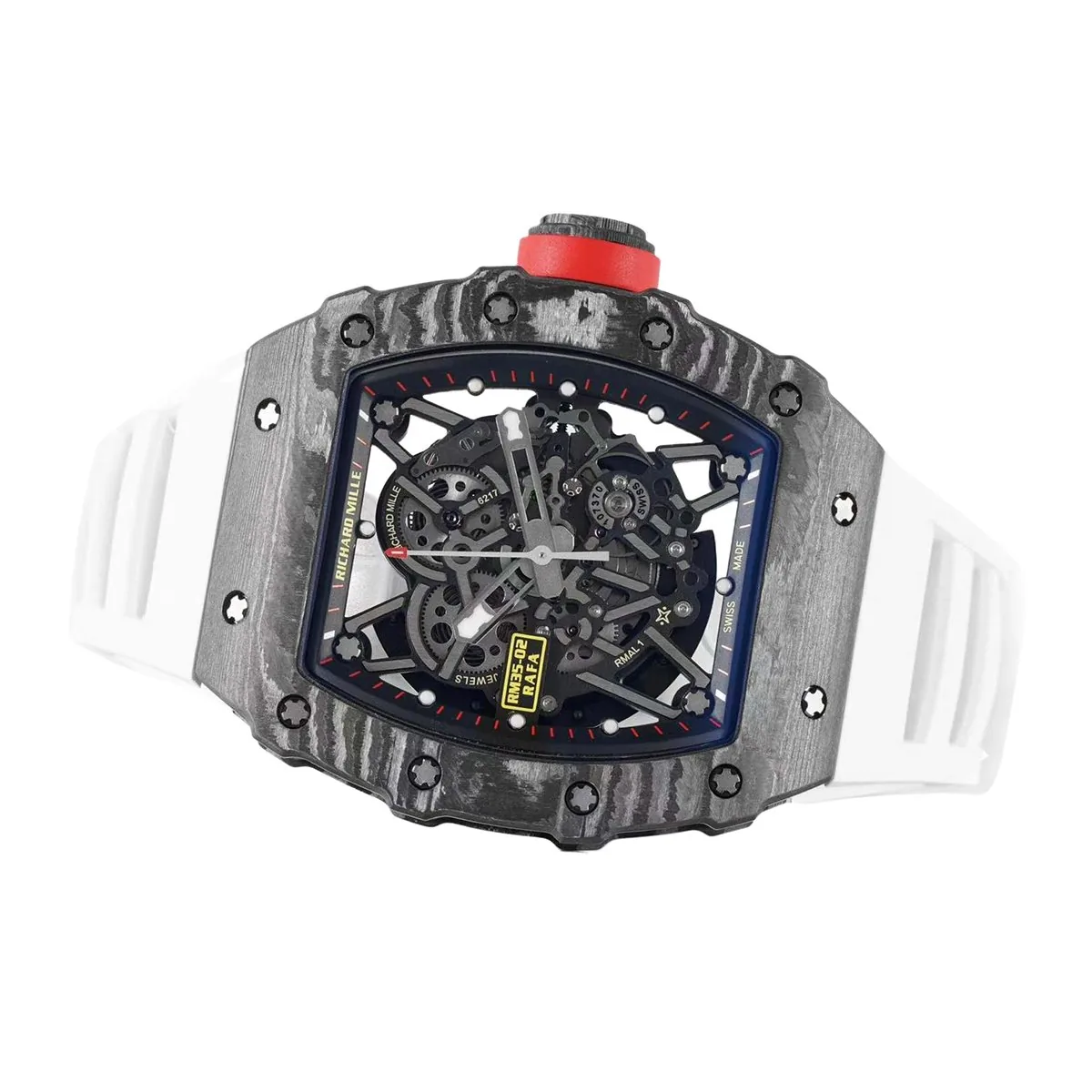 RM 035-02 Rafael Nadal NTPT Carbon on White Rubber Strap - Image 4