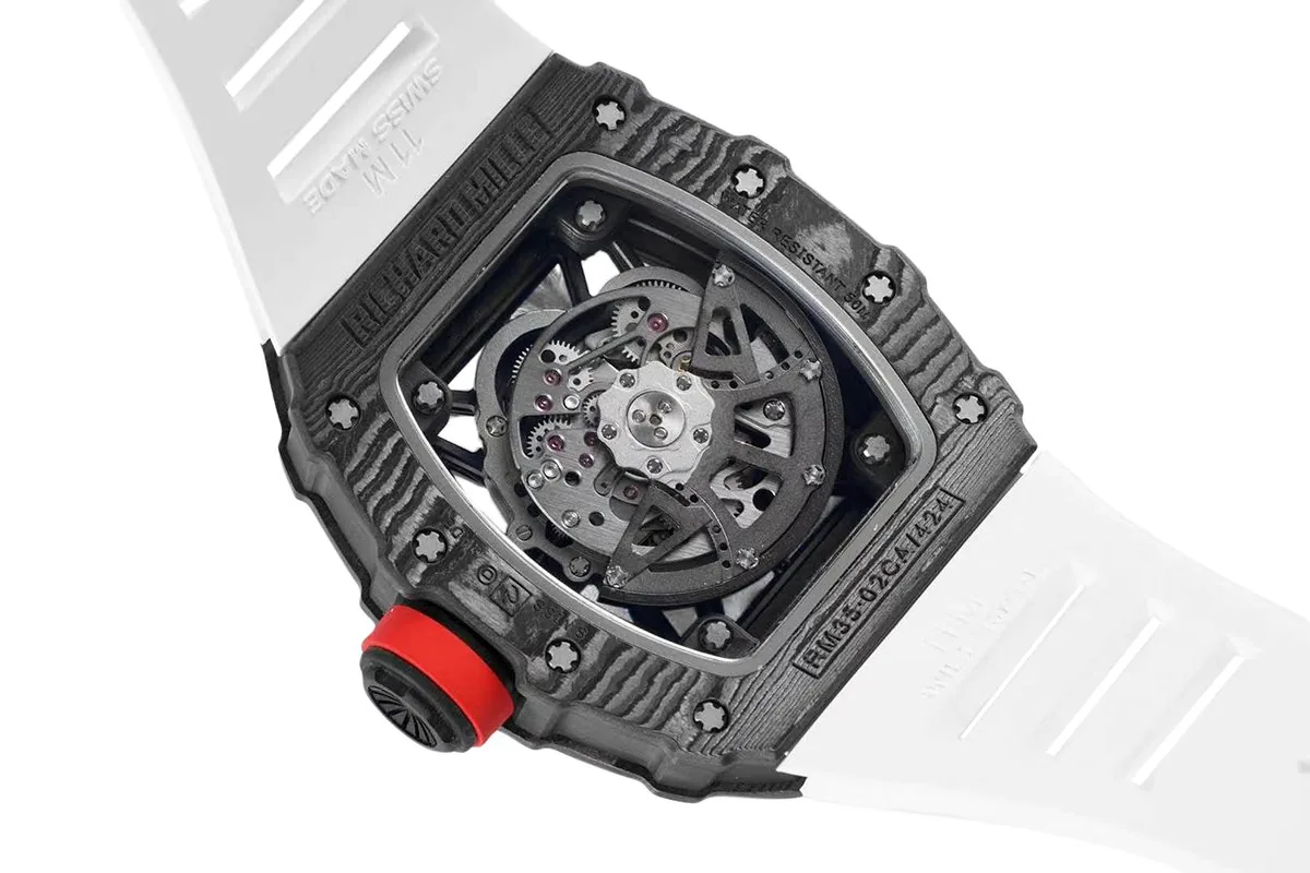 RM 035-02 Rafael Nadal NTPT Carbon on White Rubber Strap - Image 5