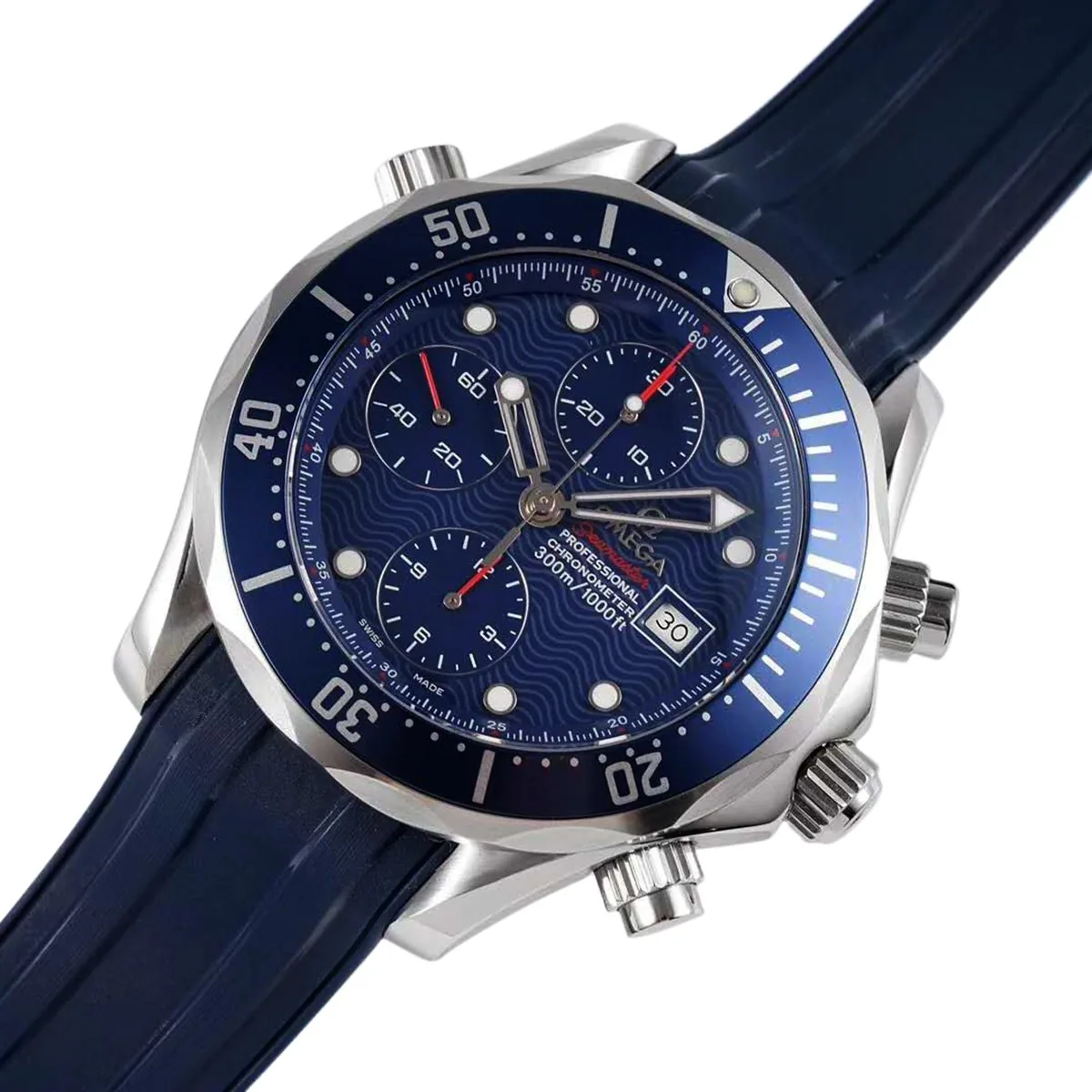 Seamaster Diver 300m Chronograph Blue Dial on Rubber Strap - Image 5