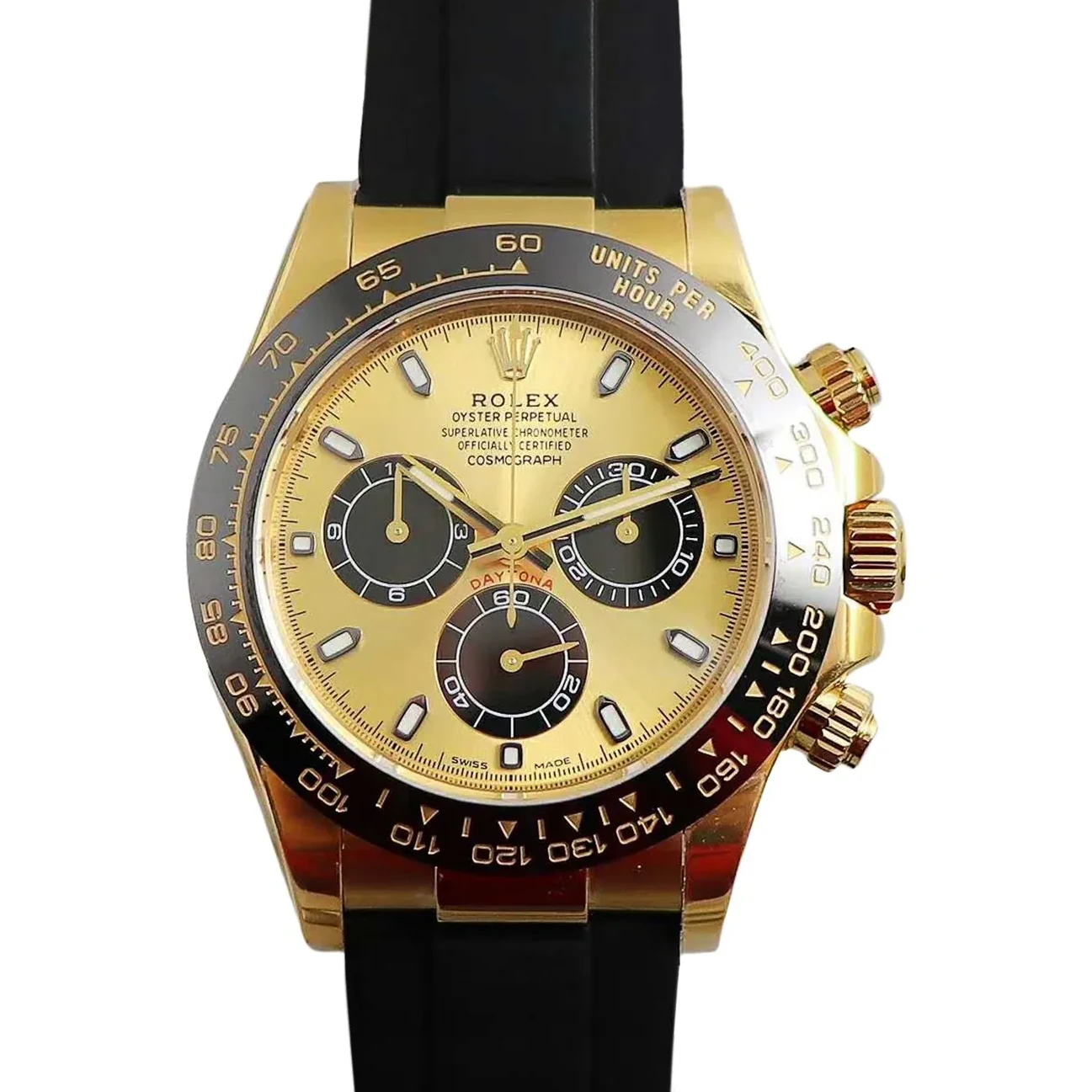 Daytona 116518LN Champagne and Black Dial in Yellow Gold