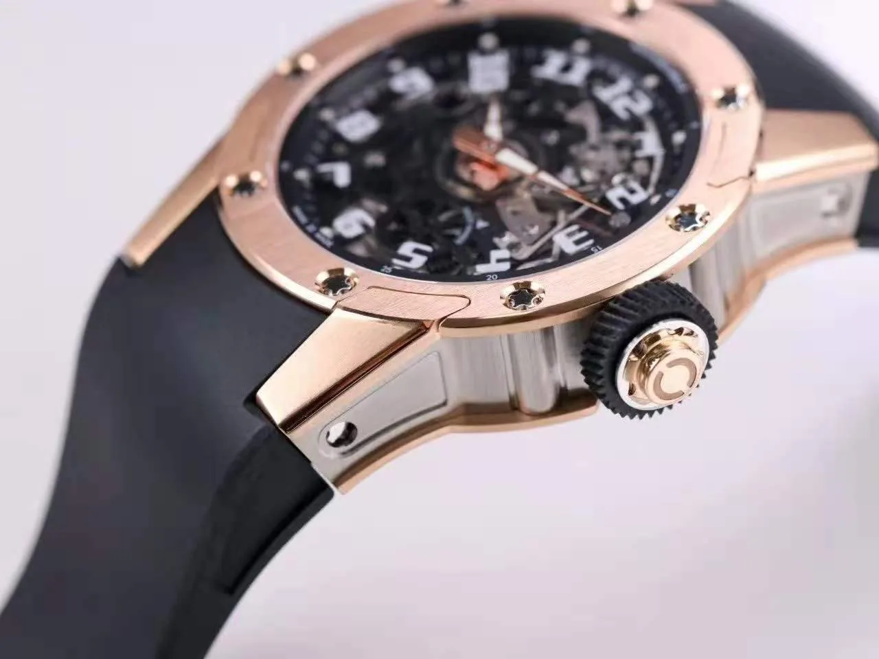 RM063-01 Automatic Winding Dizzy Hands in Red Gold/Titanium on Black Rubber Strap - Image 3