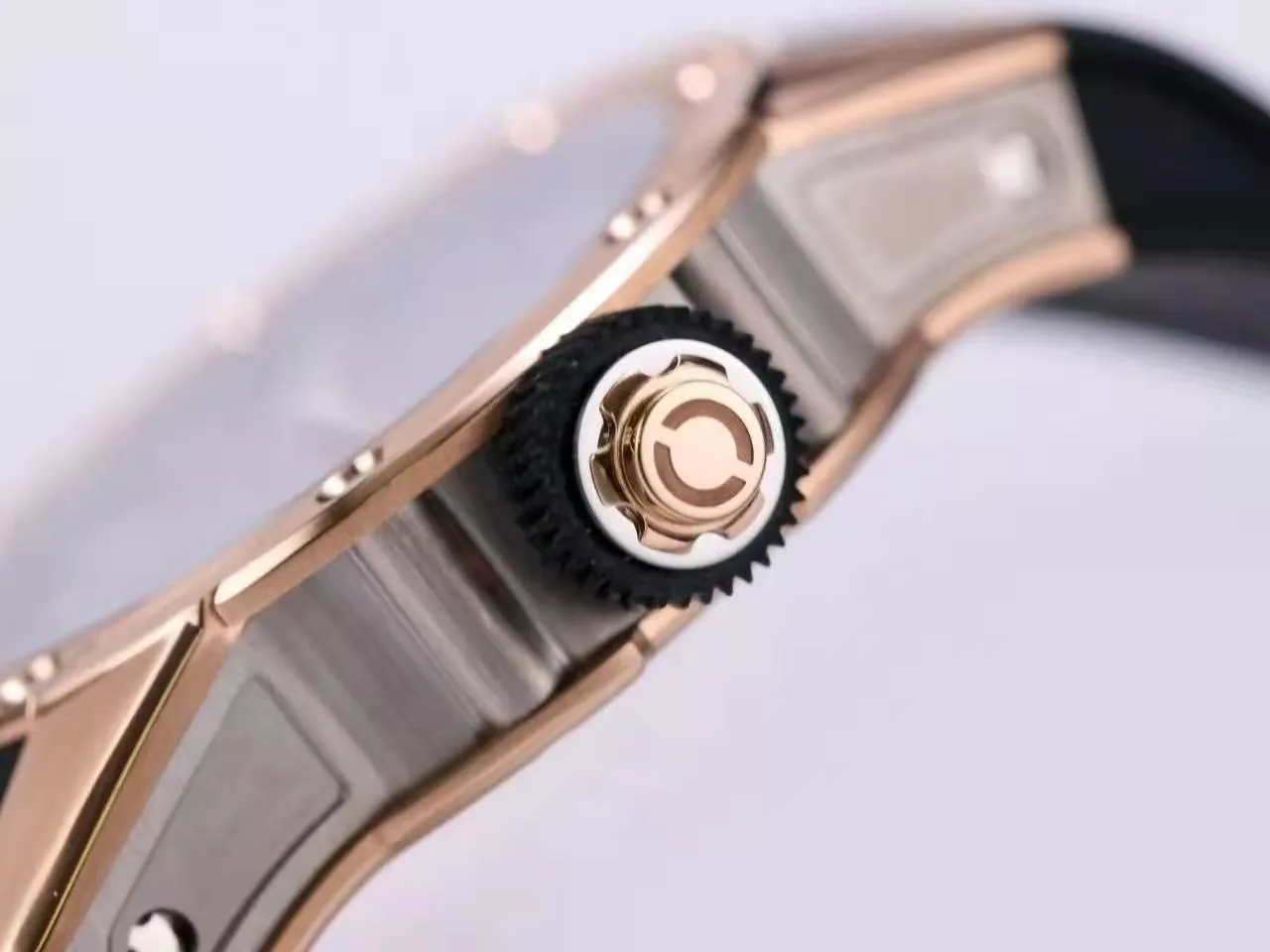 RM063-01 Automatic Winding Dizzy Hands in Red Gold/Titanium on Black Rubber Strap - Image 7