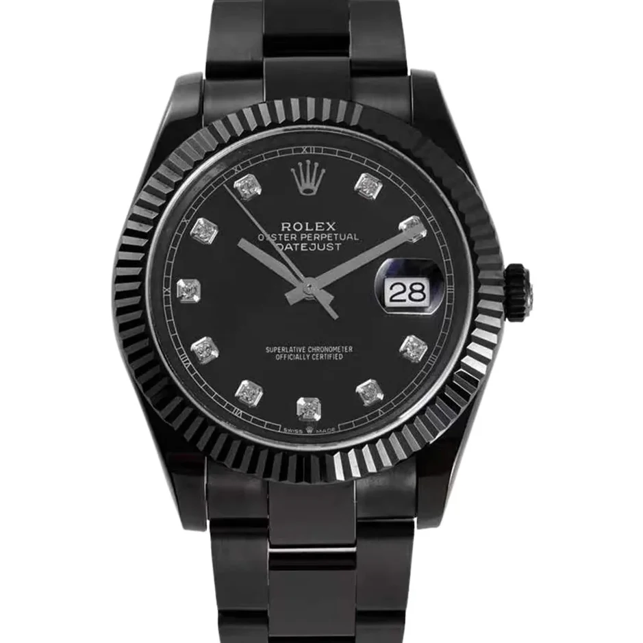 Datejust 41 Black Dial with Diamond Markers in PVD Black