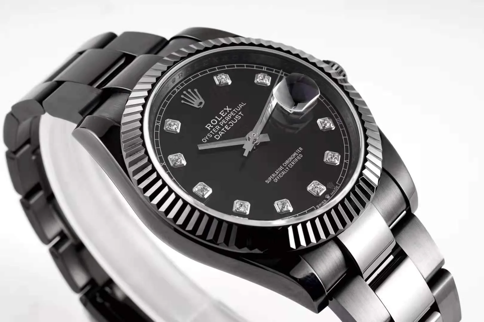 Datejust 41 quadrante nero con indici con diamanti in PVD nero - immagine 5