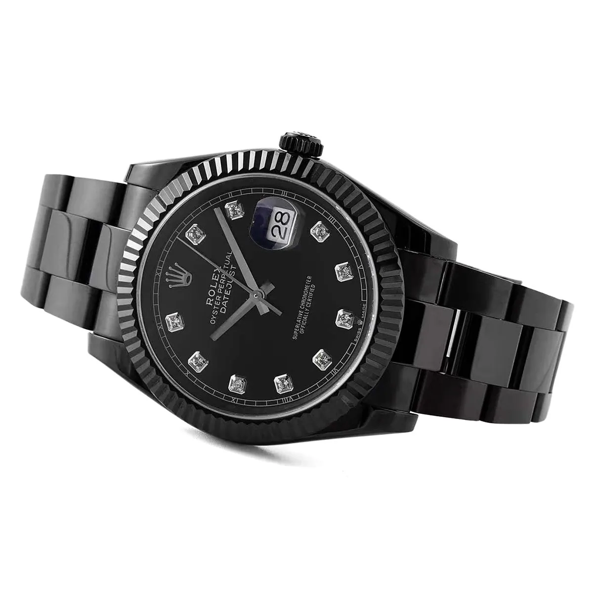 Datejust 41 quadrante nero con indici con diamanti in PVD nero - immagine 3