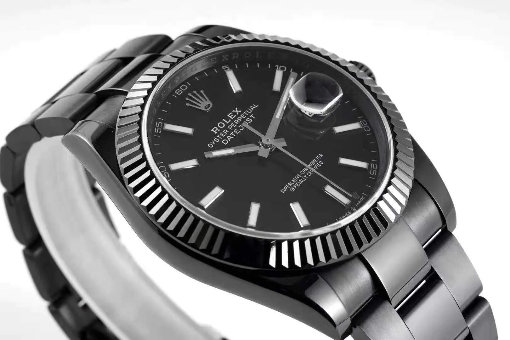 Datejust 41 quadrante nero con indici a bastone in PVD nero - immagine 4
