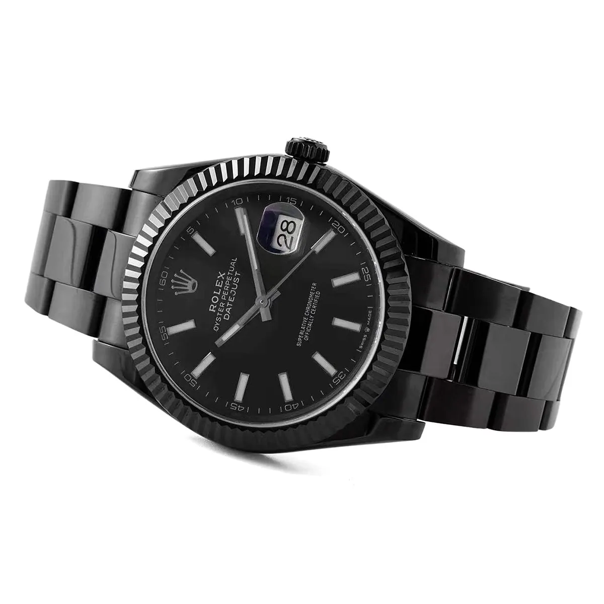 Datejust 41 quadrante nero con indici a bastone in PVD nero - immagine 3