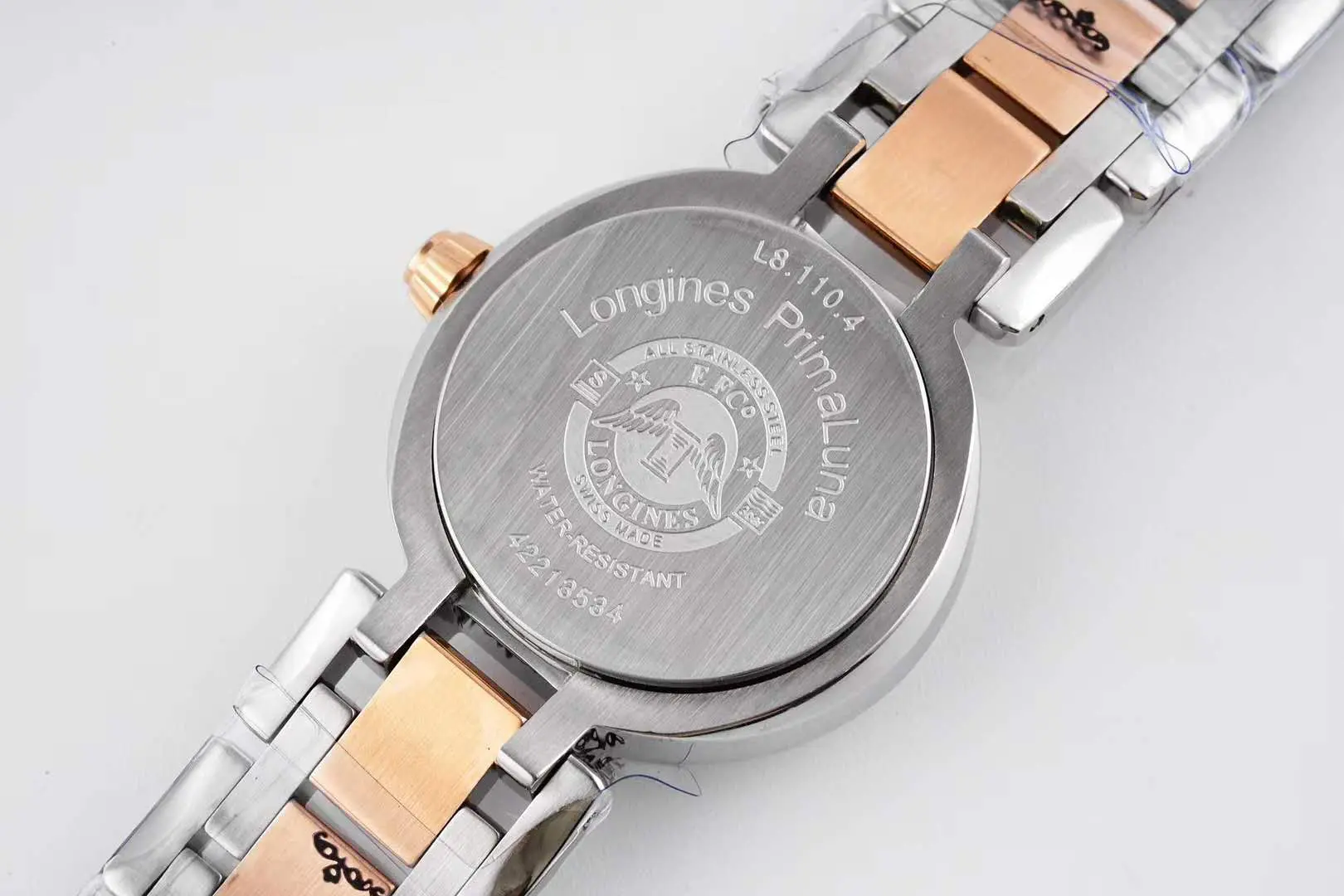 Primaluna MOP White Dial with Diamond Markers and Diamond Bezel in Rose Gold - Image 7