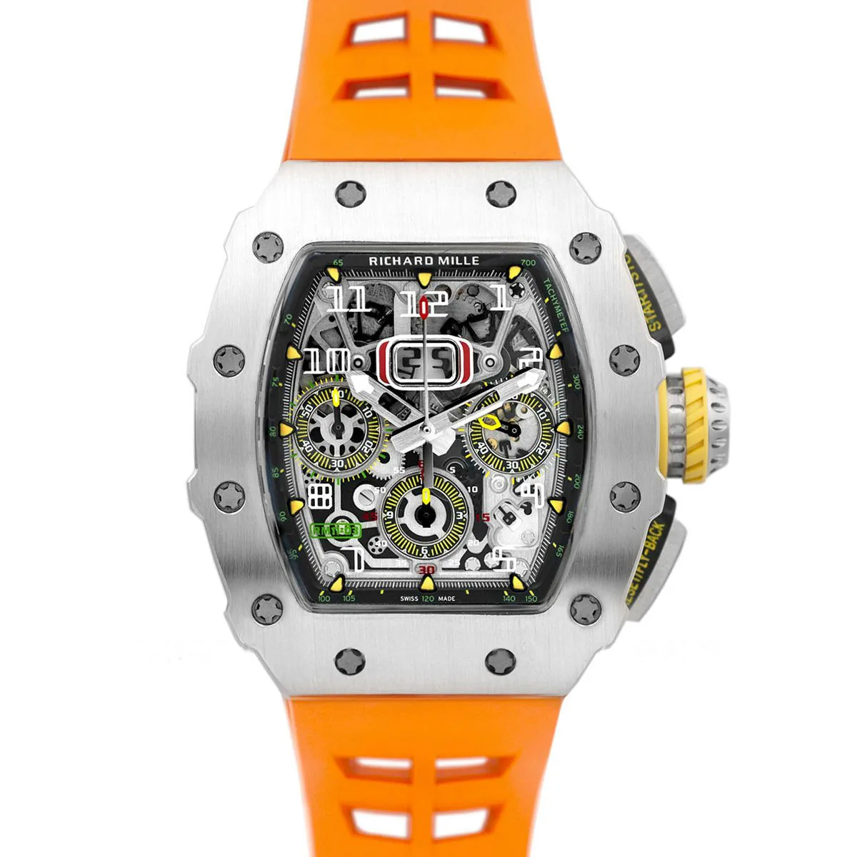 RM 011-03 Automatic Flyback Chronograph in Titanium on Orange Rubber