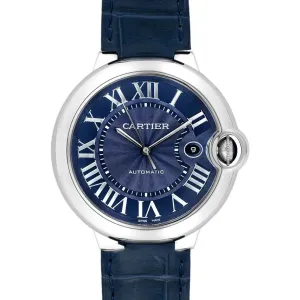 Ballon Bleu De Cartier 42mm Blue Dial in Steel on Blue Leather Strap