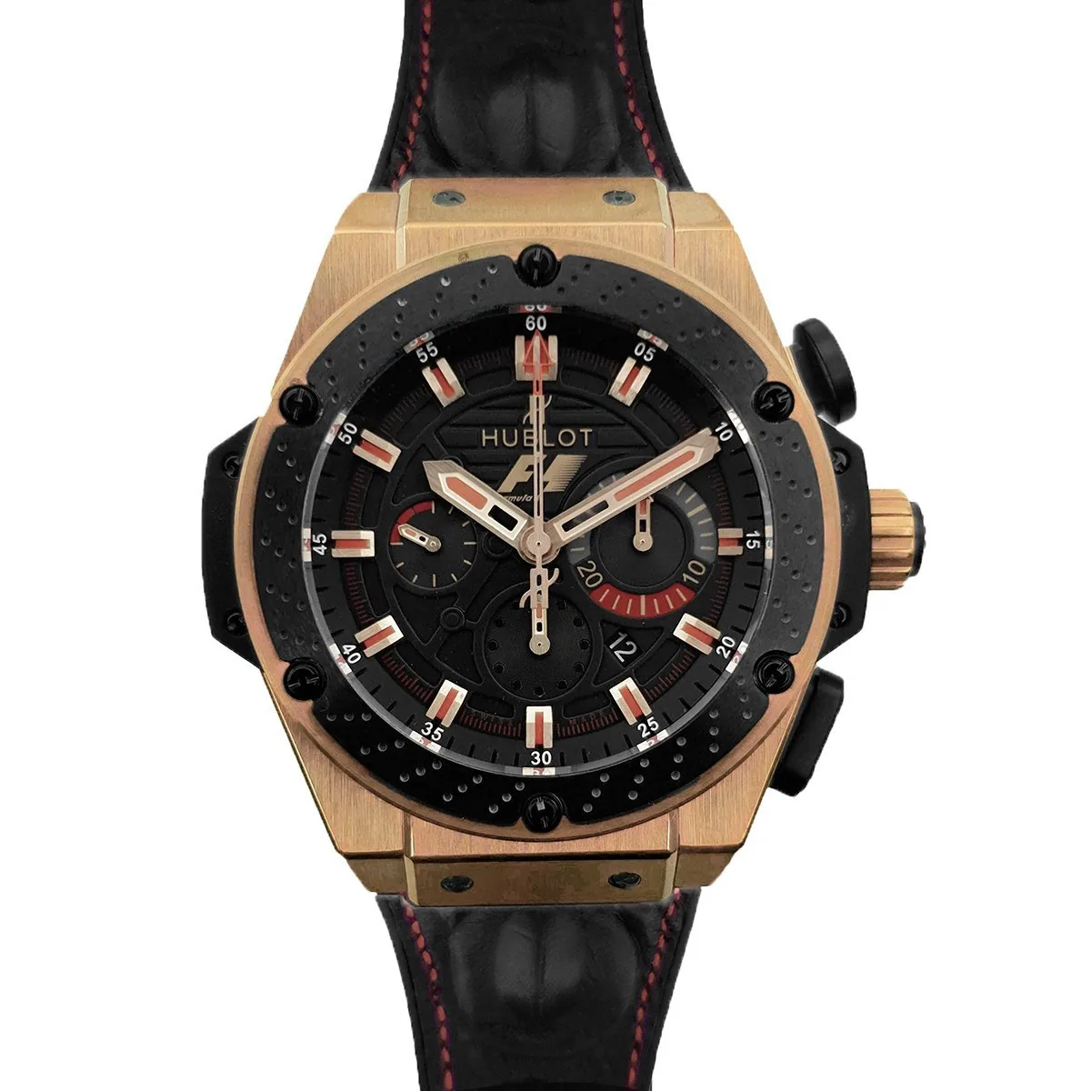 King Power F1 Black Dial Chronograph in Rose Gold