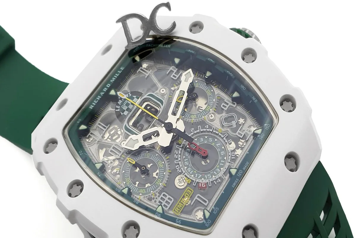 RM 011-02 Le Mans Classic Chronograph in Green on Green Rubber Strap - Image 4