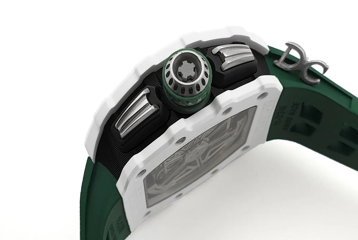 RM 011-02 Le Mans Classic Chronograph in Green on Green Rubber Strap - Image 9