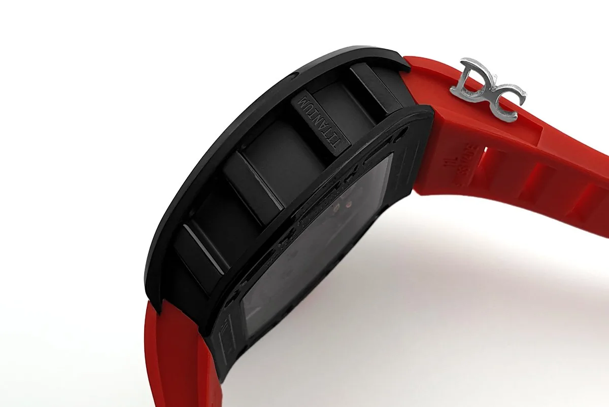 RM 052-01 Tourbillon Black Skull in PVD on Red Rubber Strap - Image 8