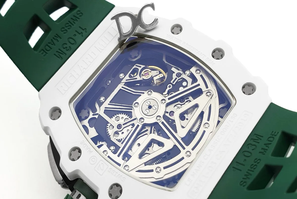 RM 011-02 Le Mans Classic Chronograph in Green on Green Rubber Strap - Image 5