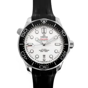 Seamaster Diver 300M Co-Axial Master Chronometer White Dial on Black Rubber Strap