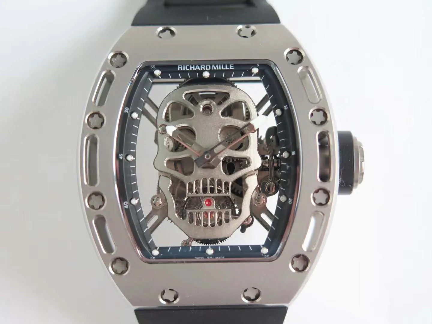 RM 052-01 Tourbillon Skull in Titanium on Black Rubber Strap - Image 4