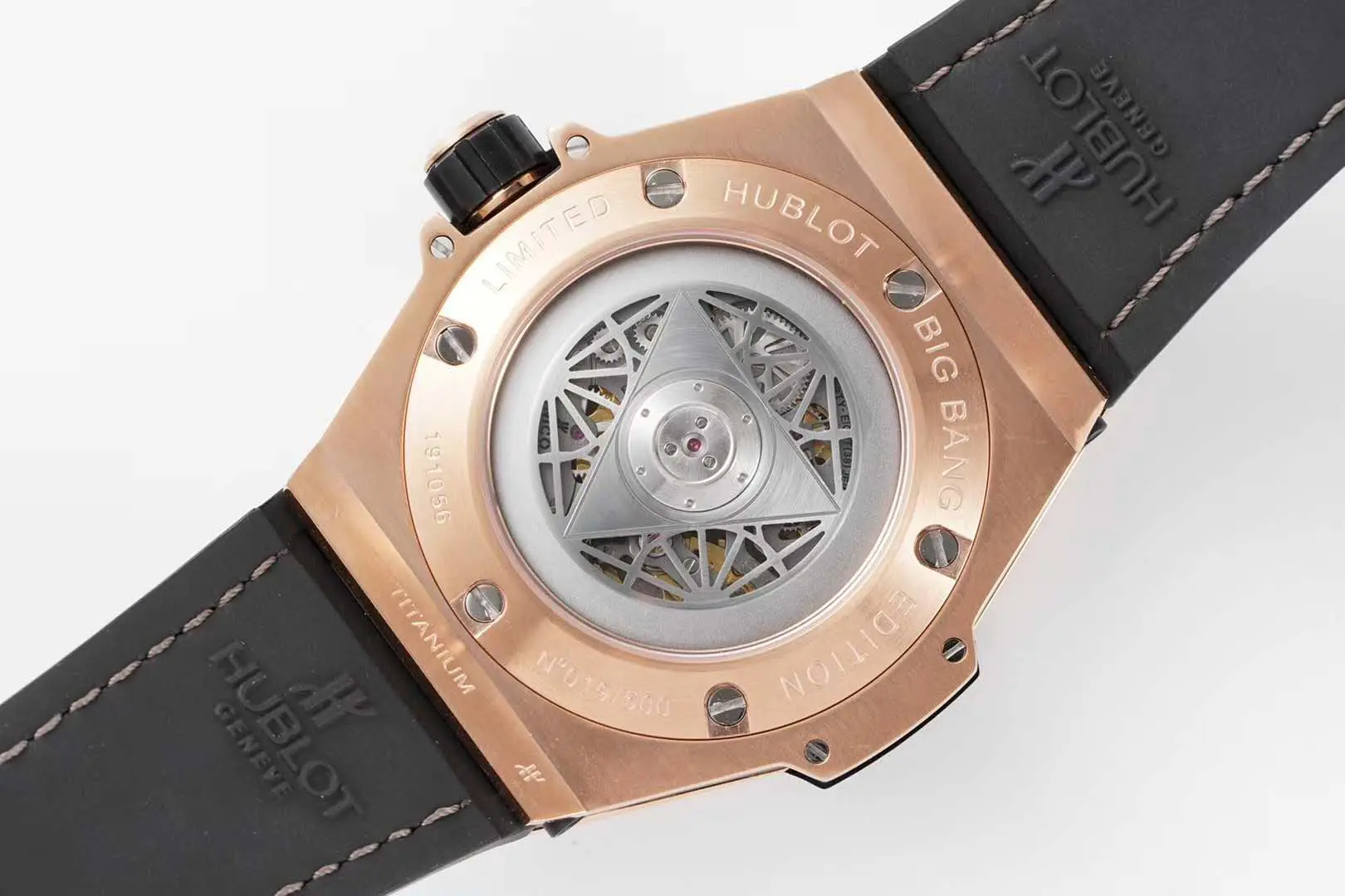 Big Bang Unico Sang Bleu in Rose Gold with Diamond Bezel on Brown Leather Strap - Image 6