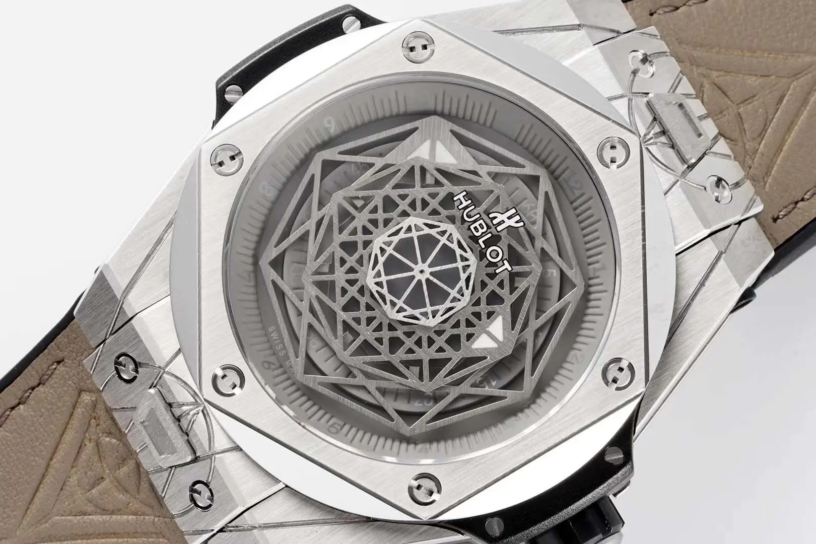 Big Bang Unico Sang Bleu in Steel on Brown Leather Strap - Image 3