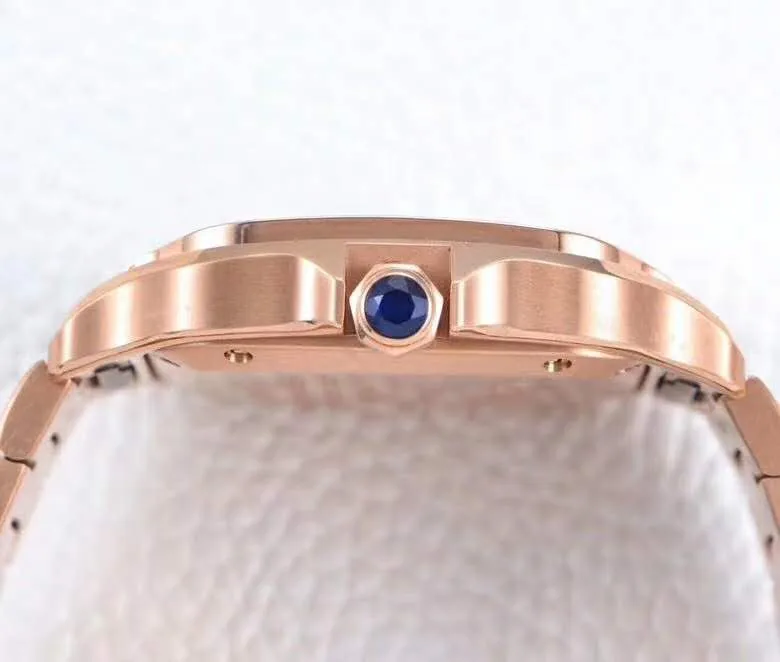 Santos de Cartier White Dial with Diamond Bezel in Rose Gold - Image 9