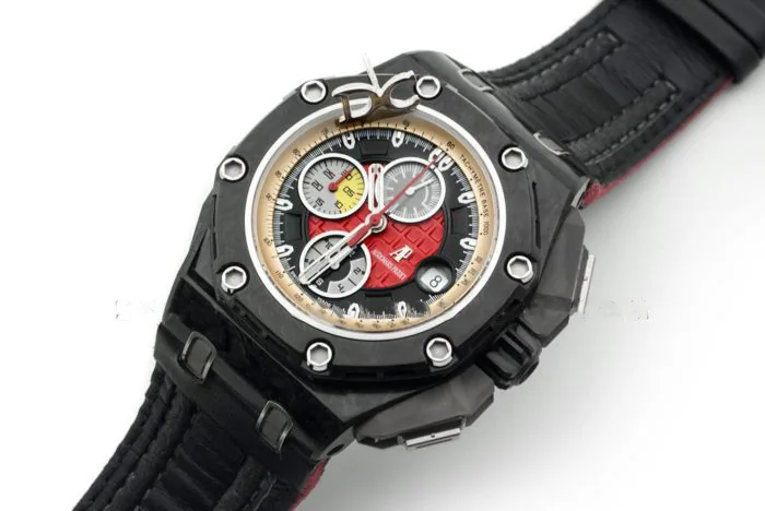 Royal Oak Offshore 26290IO 44mm céramique JF cadran noir/rouge sur bracelet en cuir noir A3126 – Image 3