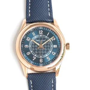 Calatrava 6007 cadran bleu en or rose