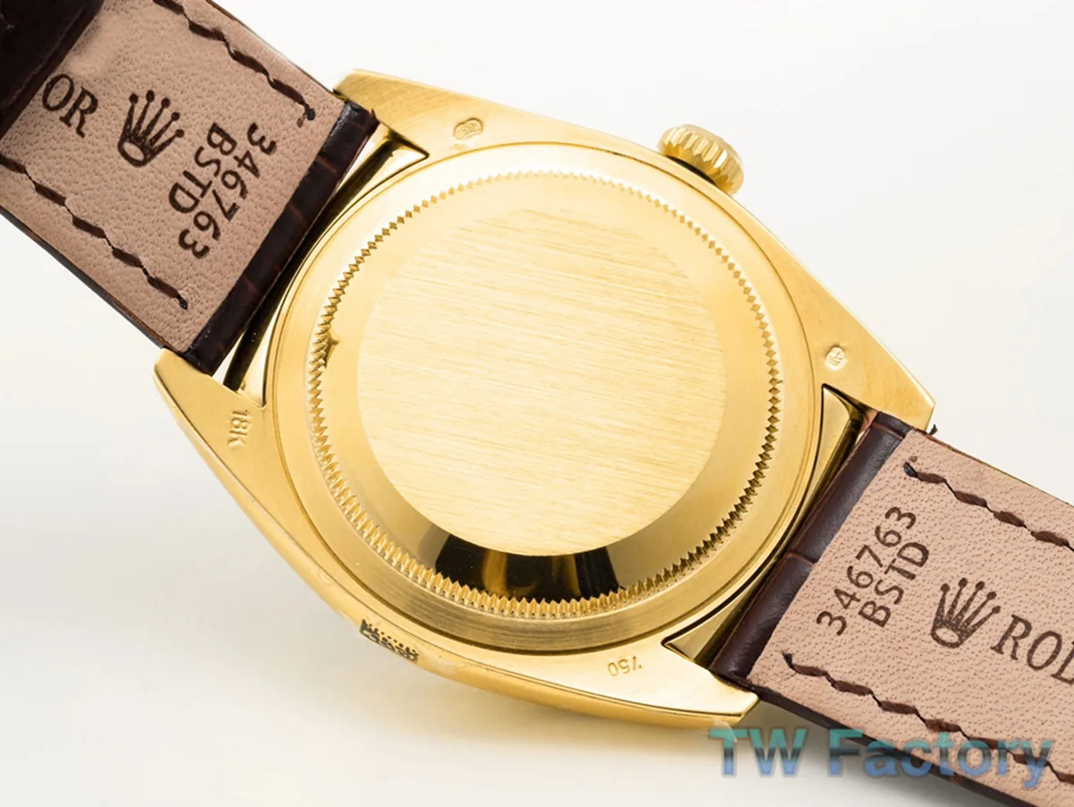 Day-Date 40 Black Dial in Yellow Gold on Leather Strap - Image 5
