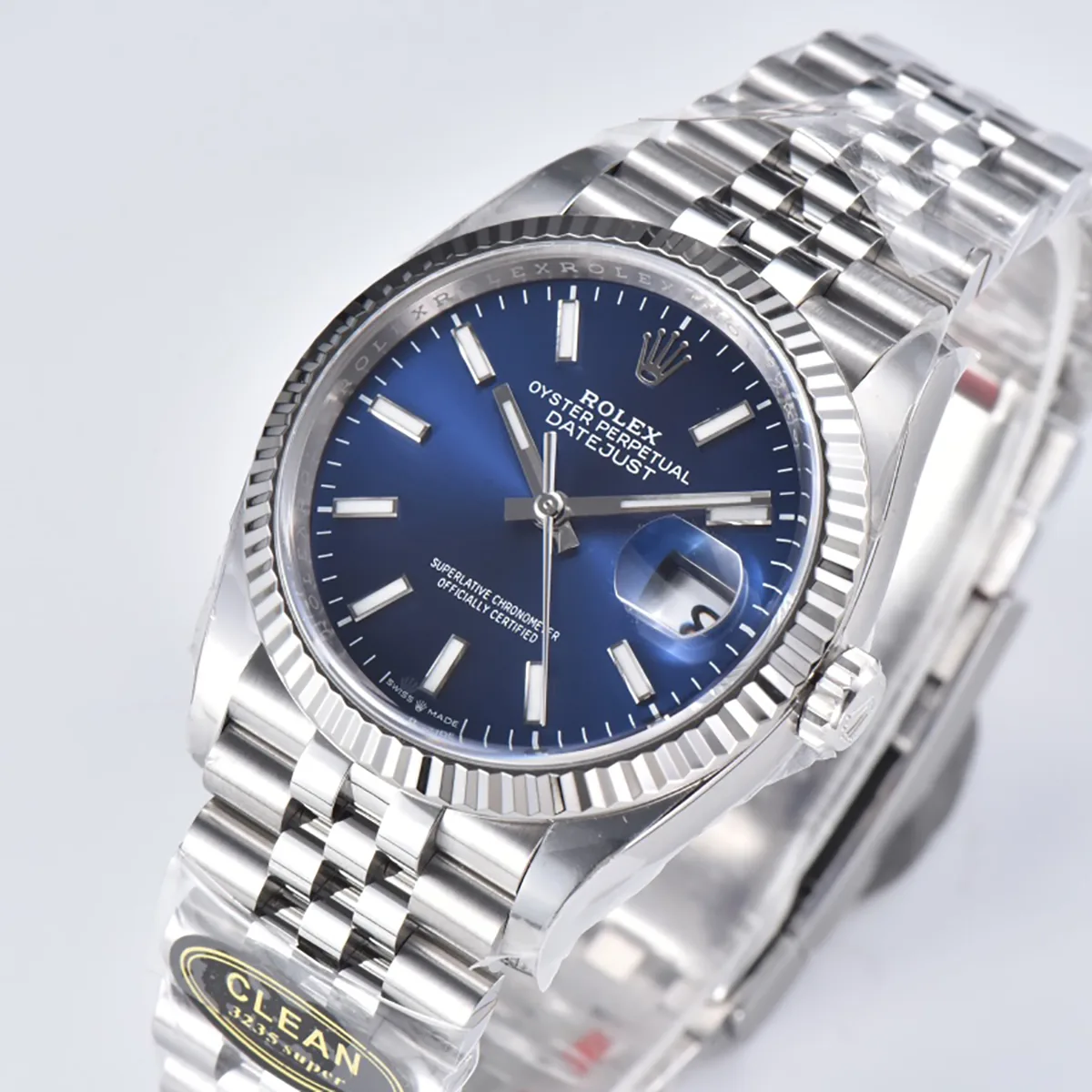 Datejust 36 126234 cadran bleu vif index bâtons en acier sur bracelet Jubilee Clean Factory – Image 3