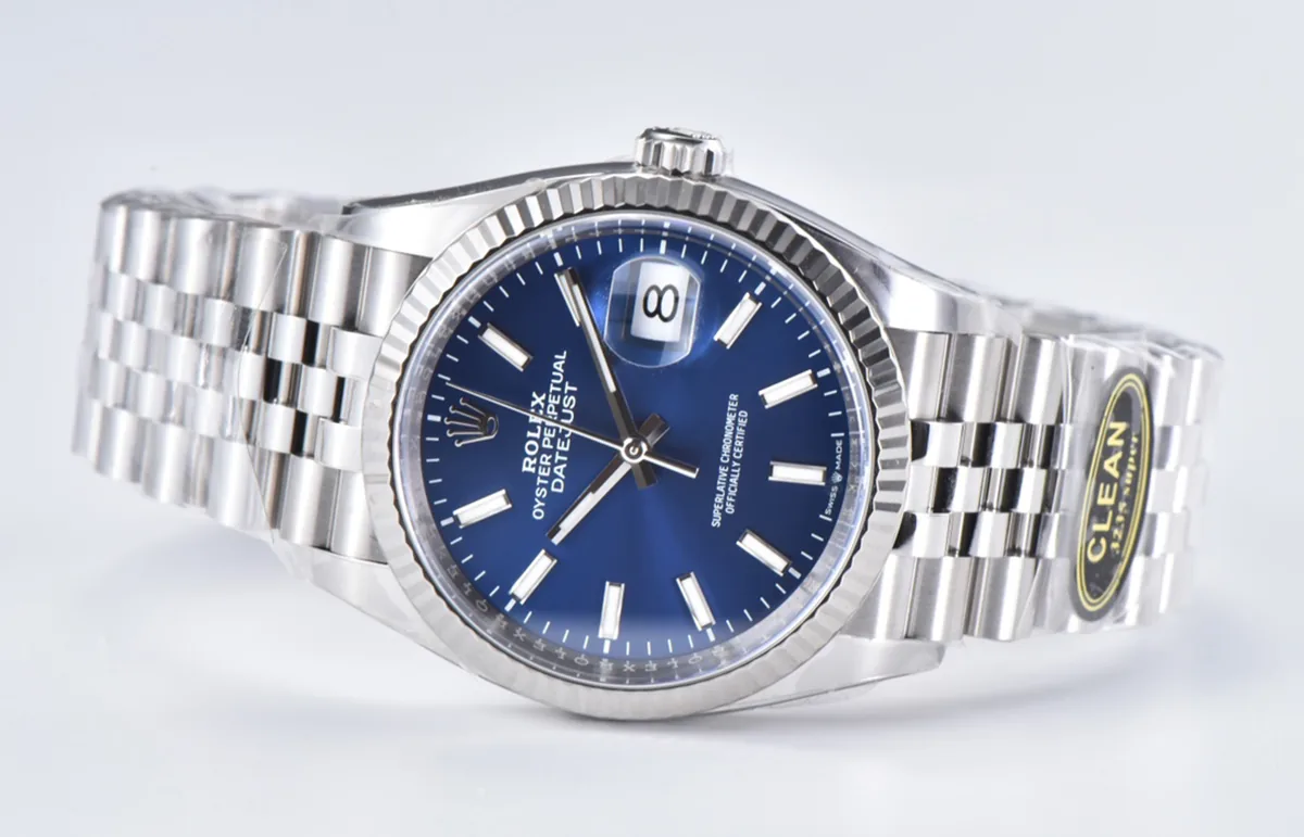 Datejust 36 126234 cadran bleu vif index bâtons en acier sur bracelet Jubilee Clean Factory – Image 4