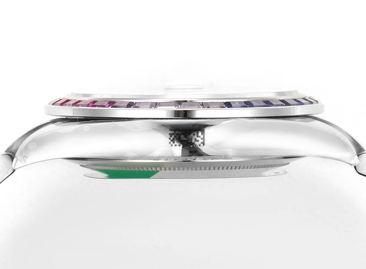 Datejust 41 Black Dial Stick Markers with Rainbow Diamond Bezel in Steel on Oyster Bracelet - Image 5