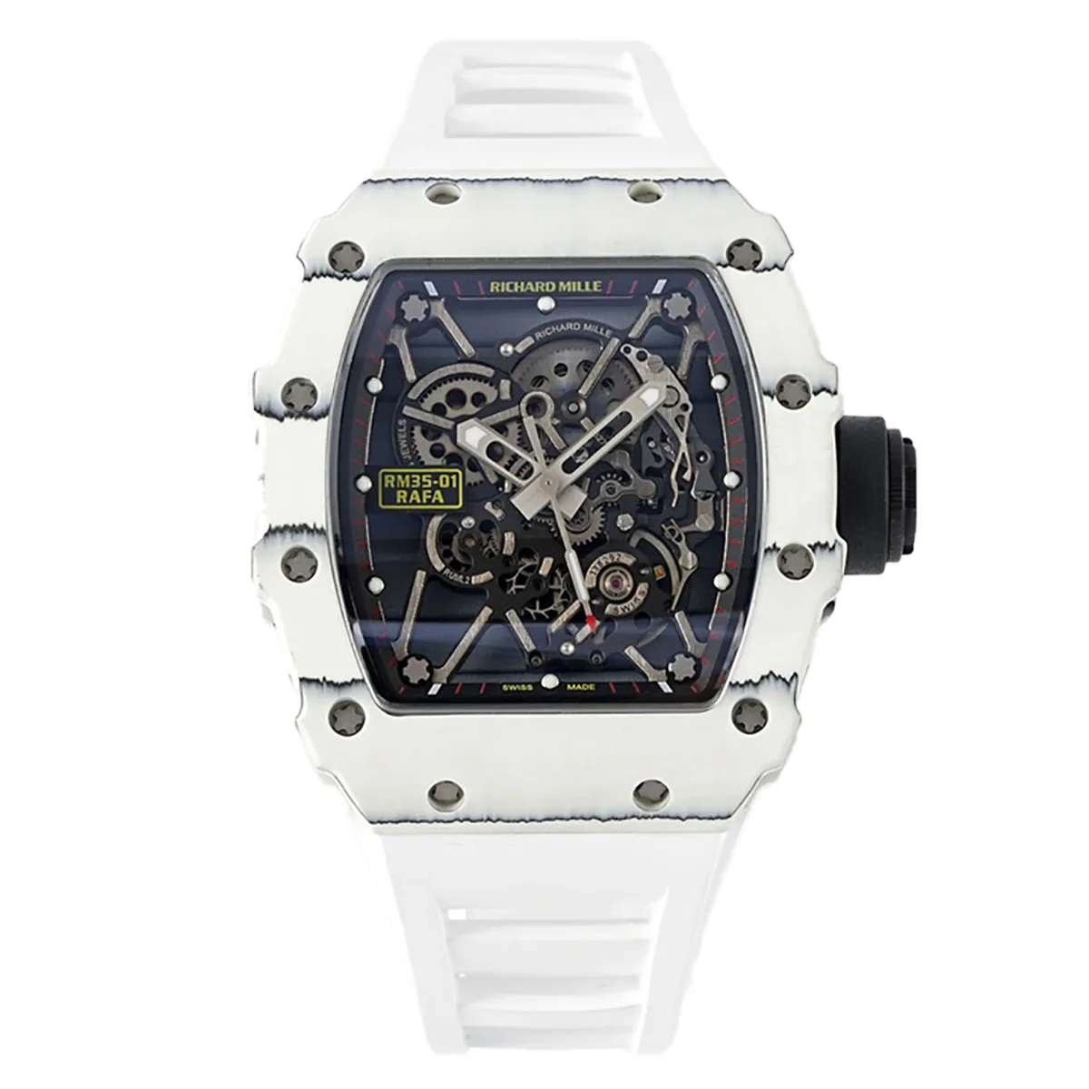 RM 035-01 Rafael Nadal White NTPT on White Rubber Strap (Sonic)