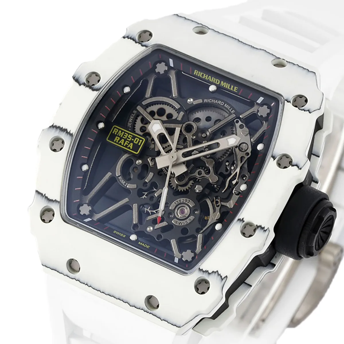 RM 035-01 Rafael Nadal White NTPT on White Rubber Strap (Sonic) - Image 3