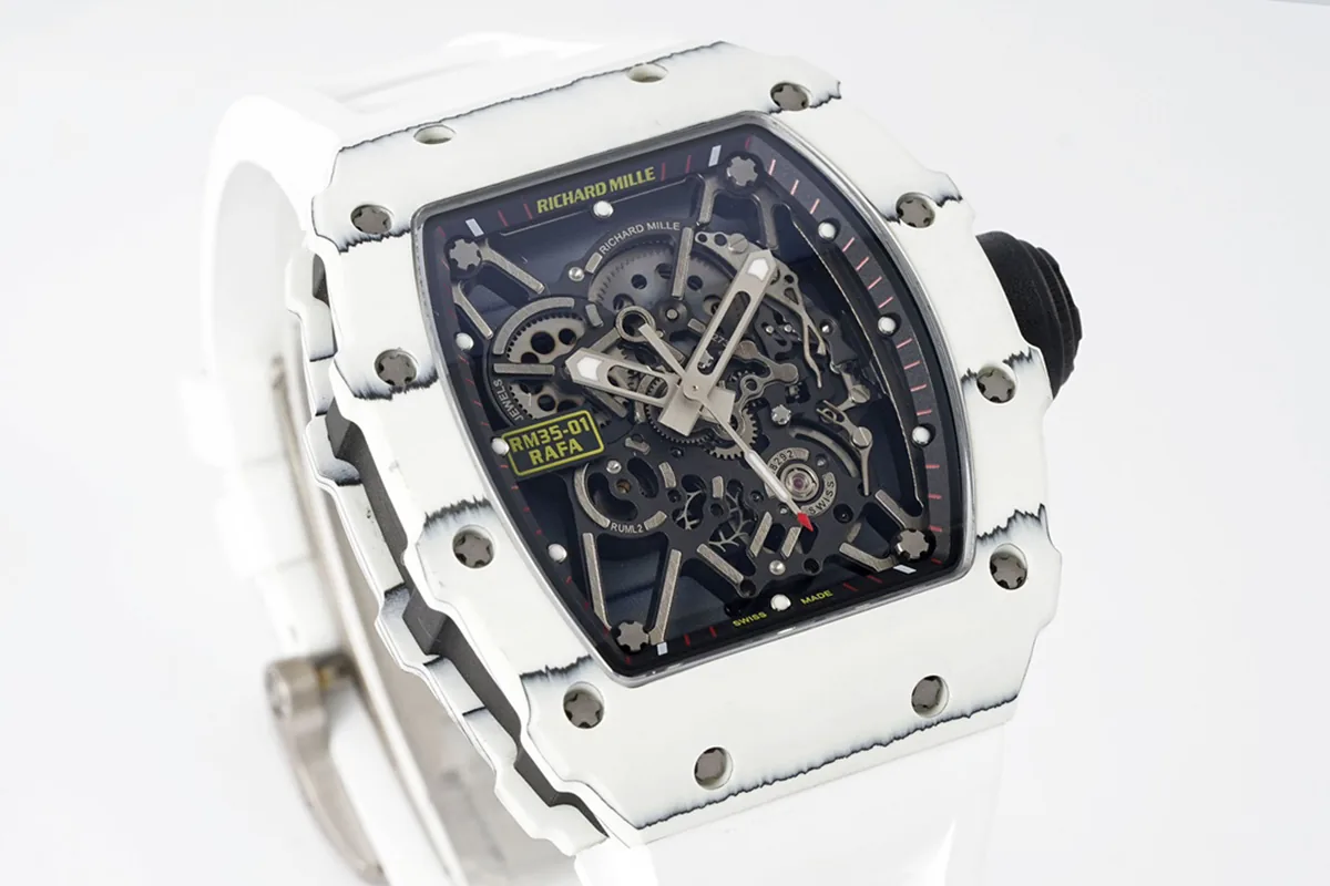 RM 035-01 Rafael Nadal White NTPT on White Rubber Strap (Sonic) - Image 2